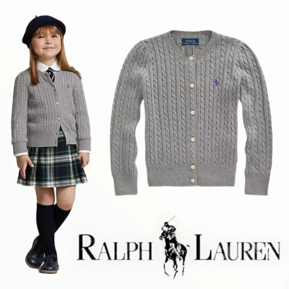 Ralph Lauren Classic Gray Cable Knit Sweater